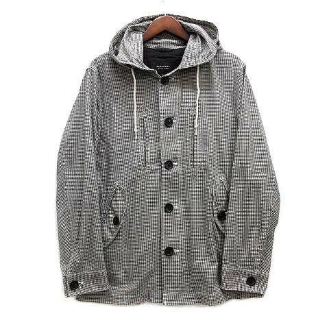 【中古】バーバリーブラックレーベル BURBERRY BLACK LABEL ギンガムチェック マウンテン パーカー 収納フード グレー L メンズ 【ベクトル 古着】 240424