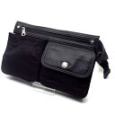 【中古】ヒロココシノ HIROKO KOSHINO トランク TRUNK ウエストバッグ ヒップバッグ ボディバッグ ポーチ ナイロン レザー 黒 ブラック レ...
