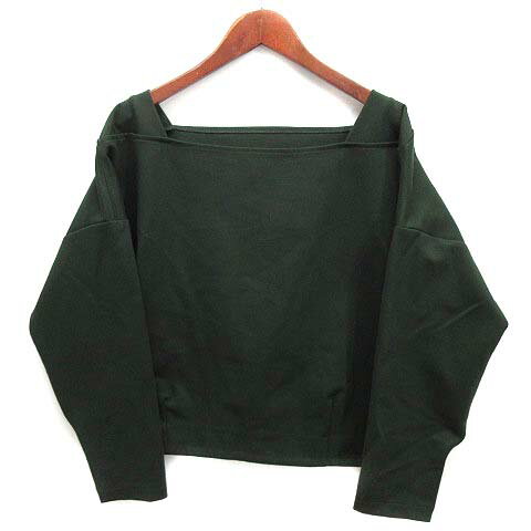 【中古】ケイビーエフ KBF アーバンリサーチ スクエアネック クロップド トップス カットソー ストレッチ 長袖 ダークグリーン 緑 F レディース 【ベクトル 古着】 240514