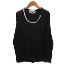 【中古】マーレンダム MARLENEDAM パール ビジュー刺繍 ストレッチ カットソー Tシャツ ロンT 長袖 ブラック 黒 40 レディース 【ベクトル 古着】 240514(4)