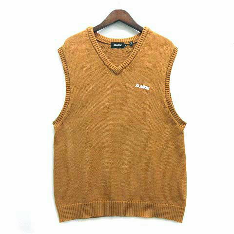 【中古】エクストララージ XLARGE 2022AW スタンダード ロゴ ニット ベスト Standard Logo Knit Vest ベージュ M 101223015001 メンズ 【ベクトル 古着】 240517