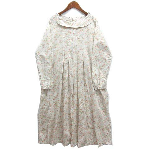 【中古】ツハル バイ サマンサモスモス TSUHARU by Samansa Mos2 SM2 コットン リネン フラワー ワンピース 長袖 膝丈 花柄 キナリ F 日本製 レディース 【ベクトル 古着】 240524