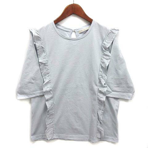 【中古】レディラックルカ LADY LUCK LUCA カットソー Tシャツ フリル コットン 五分袖 ライトブルー レディース 【ベクトル 古着】 240531