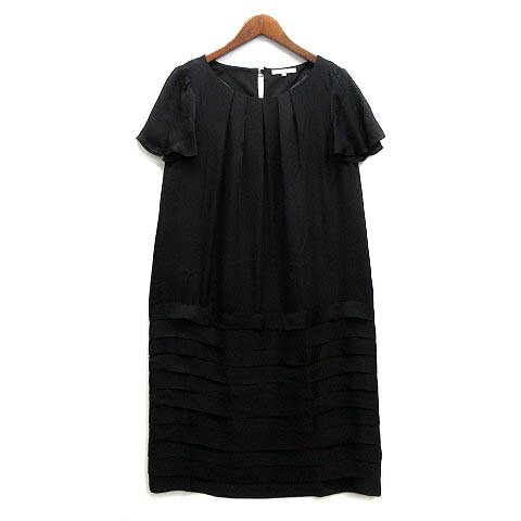 【中古】23区 オンワード樫山 applaudir シルク ティアード ワンピース 半袖 ブラック 黒 38 レディース 【ベクトル 古着】 240607