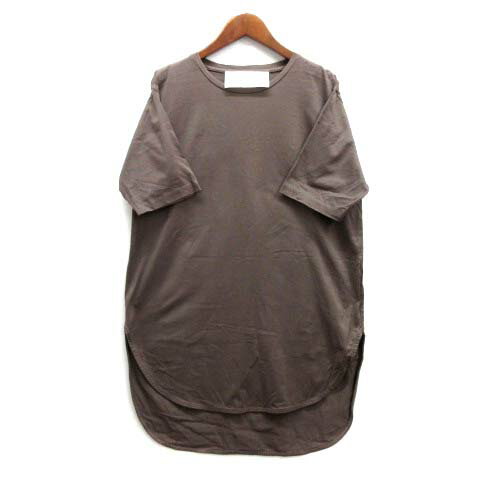 【中古】アダワス ADAWAS ロング Tシャツ カットソー 半袖 クルーネック グレー系 F レディース 【ベクトル 古着】 240621