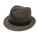 【中古】リズムヘッドスタイル RHYTHM HEAD STYLE 中折れ ペーパー ハット 総柄 入子菱 編み込み ブラウン 茶 メンズ 【ベクトル 古着】 2...