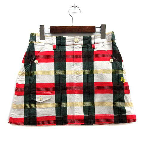 【中古】パーリーゲイツ PEARLY GATES ルアンチン カルゼ ハイパワーストレッチ チェックプリント スカート ホワイト レッド グリーン 白 赤 緑 1 8134520 レディース 【ベクトル 古着】 240704