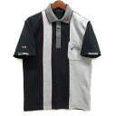 【中古】ライル&スコット LYLE&SCOTT 鹿の子 切替 ポロシャツ 半袖 アーガイル刺繍 グレー ブラック 黒 S メンズ 【ベクトル 古着】 24072...