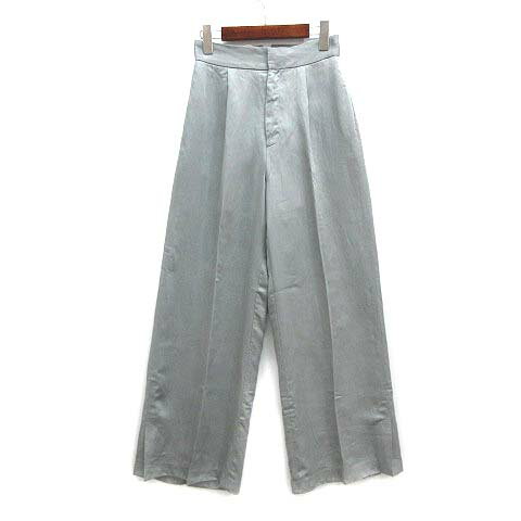 【中古】フレイアイディー FRAY I.D リネン サテン ワイド スラックス パンツ 2021SS ブルー 青 1 FWFP211069 レディース 【ベクトル 古着】 240731