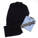 【中古】バーバリー ロンドン BURBERRY LONDON フォーマル スーツ 4点セット シャツ ストライプ ジャケット パンツ チェックネクタイ 黒 ブラ...
