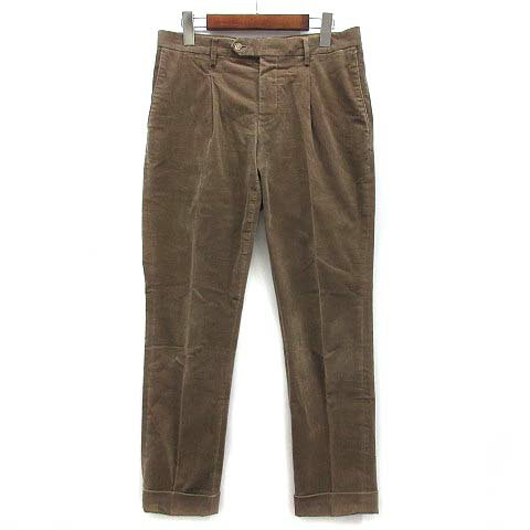 【中古】シップス SHIPS コーデュロイ ストレッチ タック パンツ スラックス ブラウン 茶 48 日本製 メンズ 【ベクトル 古着】 240808