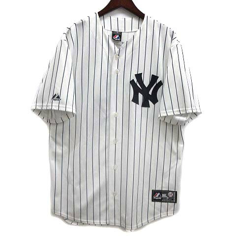 【中古】マジェスティック Majestic ニューヨークヤンキース NY ジーター JETER 2 ベースボール シャツ 半袖 ホワイト 白 メンズ 【ベクトル 古着】 240821