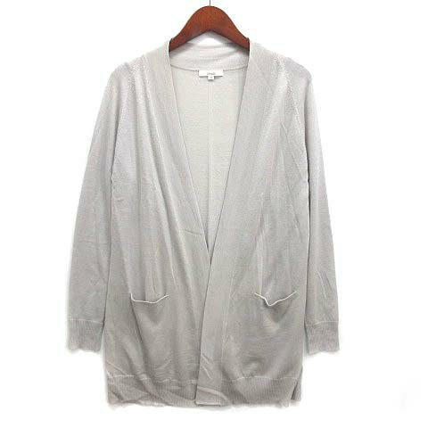 【中古】ヴィヴォリ vivoli ニット カーディガン 羽織 薄手 ウール ボタンレス 長袖 グレー 1 レディース 【ベクトル 古着】 240828