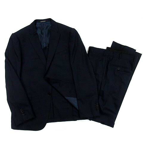 【中古】エンポリオアルマーニ EMPORIO ARMANI 新品同様 M LINE スーツ 上下 セット 0.5柄 2B ジャケット パンツ 紺 ネイビー 52 メンズ 【ベクトル 古着】 240922