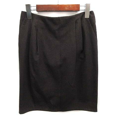 【中古】ルヴェルソーノアール Le Verseaunoir タック スカート 膝丈 ダークブラウン 38 イタリア製 レディース 【ベクトル 古着】 241016