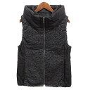 【中古】レリアン Leilian 異素材切替 ネップツイード ベスト 中綿 ジップアップ ブラック 黒 7 レディース 【ベクトル 古着】 241023