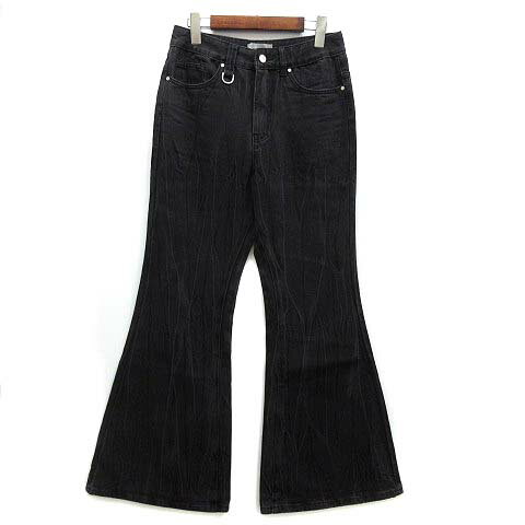【中古】TERRAINCOGNITA ウォッシュド フレア デニム パンツ ジーンズ ブラック 黒 S メンズ 【ベクトル 古着】 241024