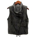 【中古】サクラ SACRA ラムレザー フォックスファー ベスト ジップアップ グレー 38 レディース 【ベクトル 古着】 241224
