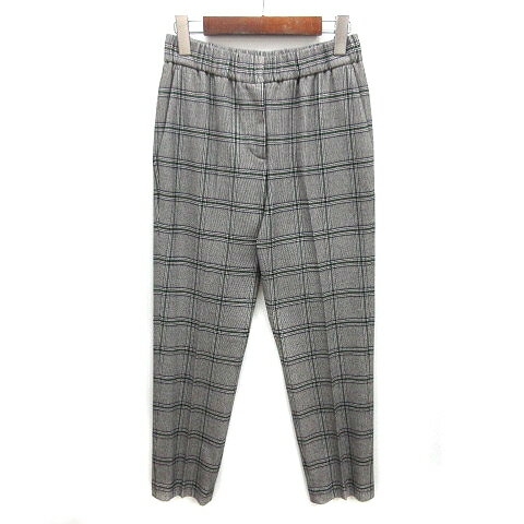 【中古】ジョルジュレッシュ GEORGE RECH グレンチェック 微起毛 テーパード パンツ ストレッチ ウエストゴム グレー 36 レディース 【ベクトル 古着】 250109