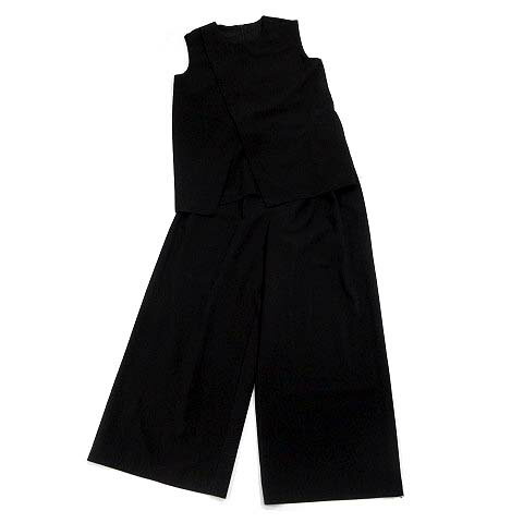 【中古】ユアーズ UR'S セットアップ レイヤード ノースリーブ ブラウス オーバーラップ ワイドパンツ 黒 ブラック M 2024SS レディース 【ベクトル 古着】 250205