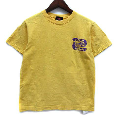 【中古】ローター ROTAR クロコダイル DECEIVE Tシャツ カットソー 半袖 イエロー 黄 S メンズ 【ベクトル 古着】 250522