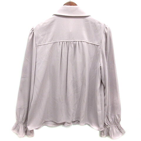【中古】アンクルージュ Ank Rouge ブラウス ラッフル フリル リボンブローチ ビジューボタン 長袖 ラベンダー M レディース 【ベクトル 古着】 250218
