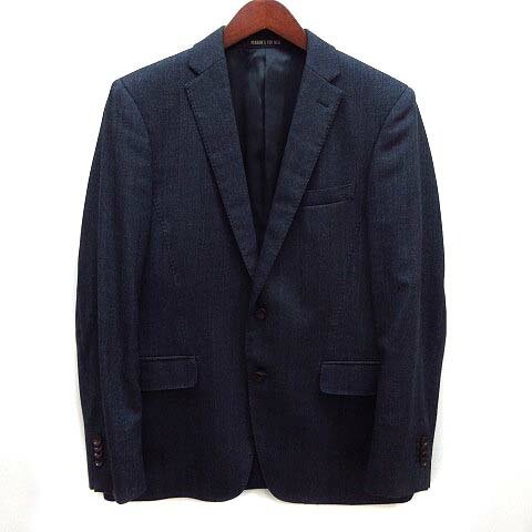 【中古】パーソンズ PERSON'S フォーメン FOR MEN 3ピース スーツ ヘリンボーン 2B ジャケット パンツ ジレ 紺 ネイビー A4 メンズ 【ベクトル 古着】 250223