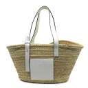 【中古】ロエベ LOEWE アナグラム かごバッグ ミディアム バスケット バッグ ナチュラル ホワイト A223S92X04 レディース 【ベクトル 古着】 ...