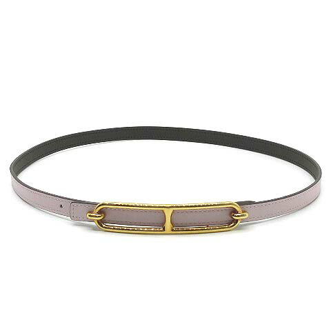 【中古】エルメス HERMES ベルトバックル ルリ&リバーシブルベルト 13mm スイフト エプソン ペールピンク系 75 U刻印 2022年 レディース 【ベクトル 古着】 250418