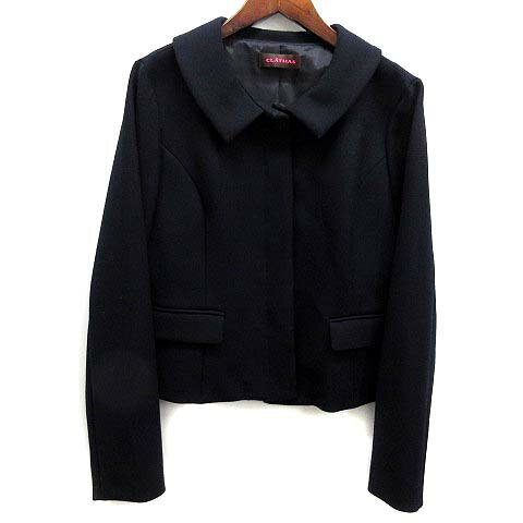 【中古】クレイサス CLATHAS スーツ ワンピース セット フラットカラー ジャケット 紺 ネイビー 38 レディース 【ベクトル 古着】 250416