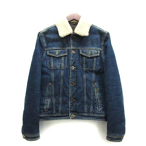 【中古】ムーレー MOORER 襟ボア デニム ダウン ジャケット Gジャン TABURNO-104 ブルー 48 美品 メンズ 【ベクトル 古着】 250504