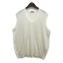 【中古】マンシングウェア MUNSINGWEAR ゴルフ サマーニット Vネック ベスト ワンポイント ホワイト 白 C110~120 メンズ 【ベクトル 古着】 250507