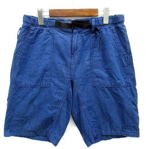 【中古】ジョンブル JOHNBULL 千鳥格子 ヘンプ クライミング ショーツ ショートパンツ ハーフパンツ ブルー 青 L 11324 メンズ 【ベクトル 古着】 250530