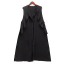 【中古】ヒロココシノ HIROKO KOSHINO フリル ニット ロング ジレ ダークグレー 38 RHSFP10690 レディース 【ベクトル 古着】 250605