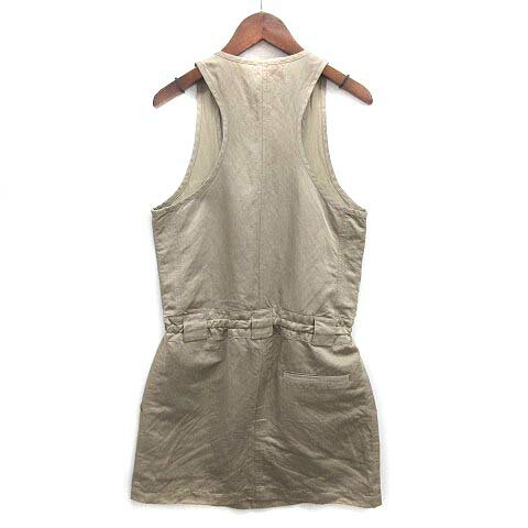 【中古】セオリー Theory サテン フロントジップ ジャンパースカート ジャンスカ CRITIQUE AUGGIE ベージュ系 0 レディース 【ベクトル 古着】 250616