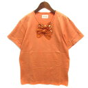 【中古】ピンクハウス PINK HOUSE ダブル リボン Tシャツ カットソー 半袖 オレンジ レディース 【ベクトル 古着】 250616(4)