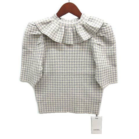 【中古】未使用品 スナイデル SNIDEL 2024AW フリルカラー ニット プルオーバー チ...
