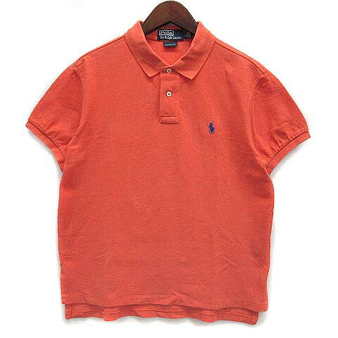 【中古】ポロ バイ ラルフローレン Polo by Ralph Lauren 鹿の子 ポロシャツ 半袖 カスタムフィット ポニー刺繍 オレンジ L メンズ 【ベクトル 古着】 250624