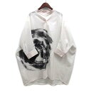 【中古】ヒロココシノ HIROKO KOSHINO 墨絵 ラウンドフォルム シャツ 七分袖 立体カッティング オフホワイト 白 38 RHBGT30690 レディース 【ベクトル 古着】 250625