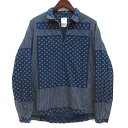 【中古】ビズビム VISVIM カーチフ ドット チュニック シャツ 長袖 KERCHIEF DOTS TUNIC SHIRT コットン リネン ブルー 青 1 0114105011027 メンズ 【ベクトル 古着】 250702