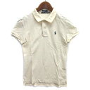 【中古】ラルフローレン RALPH LAUREN THE SKINNY POLO ポロシャツ 鹿の子 ポニー刺繍 半袖 アイボリー M レディース 【ベクトル 古着】 250707
