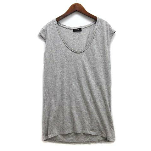 【中古】セオリー Theory プルーム ジャージー フレンチスリーブ カットソー PLUME. JERSEY MADYA グレ..