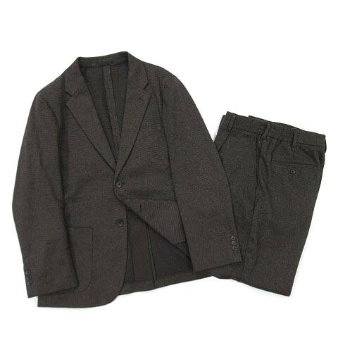 【中古】ユニクロ UNIQLO スーツ セットアップ ストレッチジャージー コンフォート 2B ジャケット ワイドパンツ チドリ 茶 ブラウン L メンズ 【ベクトル 古着】 250722