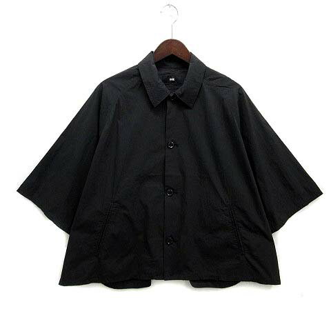 【中古】ハレ HARE オーバーサイズ シャツ コットン ナイロン タイプライター チャコールネイビー F メ..