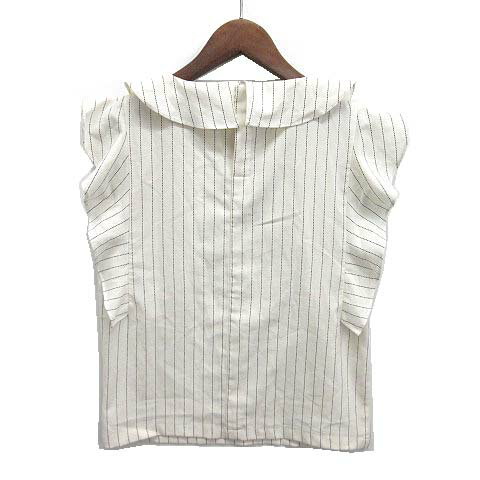 【中古】スナイデル SNIDEL ピンストライプ フリルスリーブ ブラウス プルオーバー オフホワイト F レディース 【ベクトル 古着】 250730