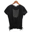 【中古】ピッコーネ PICONE アルチビオ釦 チェーン装飾 カットソー Tシャツ 半袖 リヨセル コットン ブラック 黒 38 日本製 レディース 【ベクトル 古着】 250731