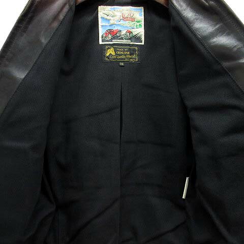 【中古】エアロレザー AEROLEATHER ホースハイド ライダース ジャケット ハーフベルト STF 茶芯 ブラック 黒 34 メンズ 【ベクトル 古着】 250801