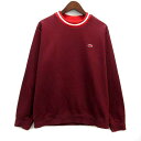 【中古】ラコステ LACOSTE ライン クルーネック スウェット シャツ トレーナー 4 ワインレッド SH062EL メンズ 【ベクトル 古着】 250817