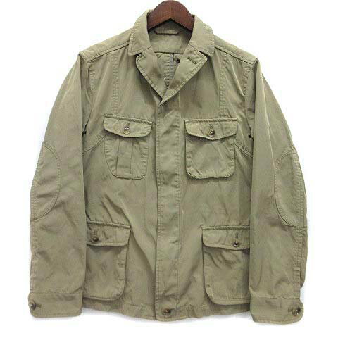 【中古】タケオキクチ TAKEO KIKUCHI 強撚ギャバ シャンブレー ブルゾン ジャケット エルボーパッチ カーキベージュ 2 070-54905 メンズ 【ベクトル 古着】 250822