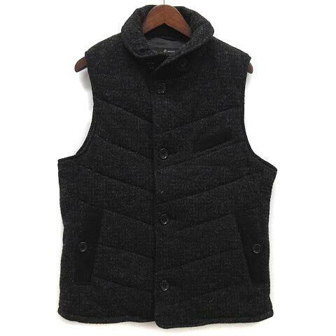 【中古】ジョンブル JOHNBULL 中綿 ツイード ベスト チンスト付き ウール混 ブラック 黒 L メンズ 【ベクトル 古着】 251106